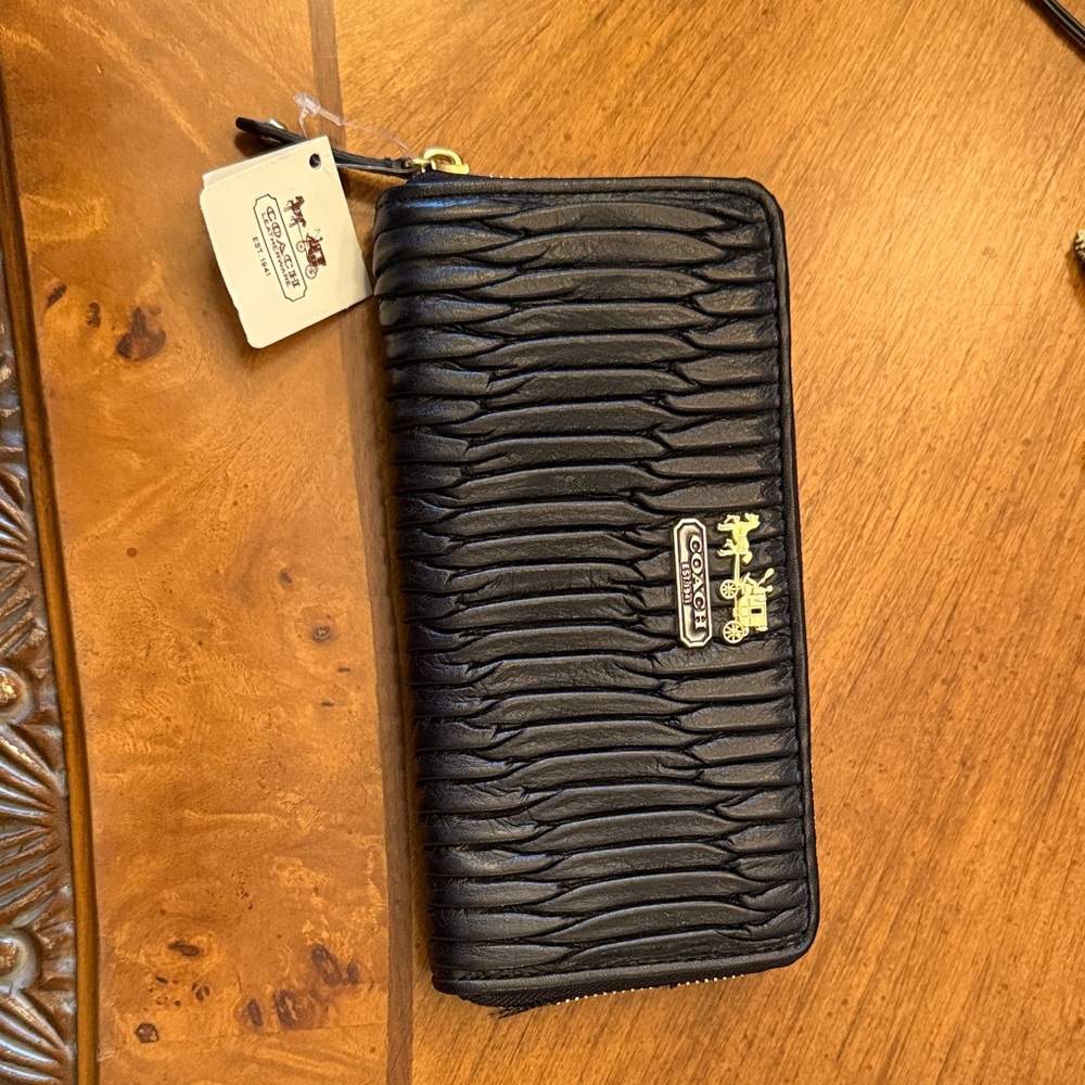 Coach Black Embossed Zip Wallet